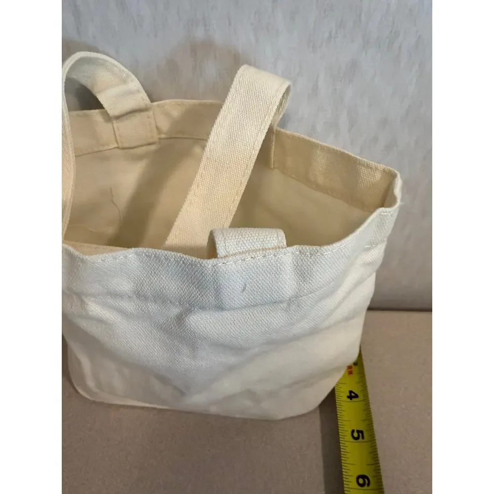 Set of 23 Small Canvas Tote Bags 10x8x3 Beige Cotton Craft Party Favor Bags New